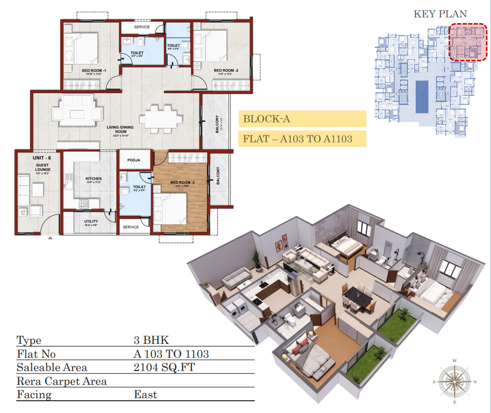 3 BHK 2104 sqft