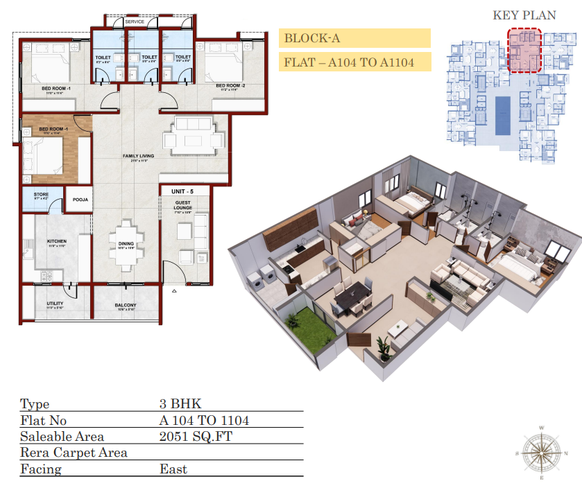 3 BHK 2051 sqft