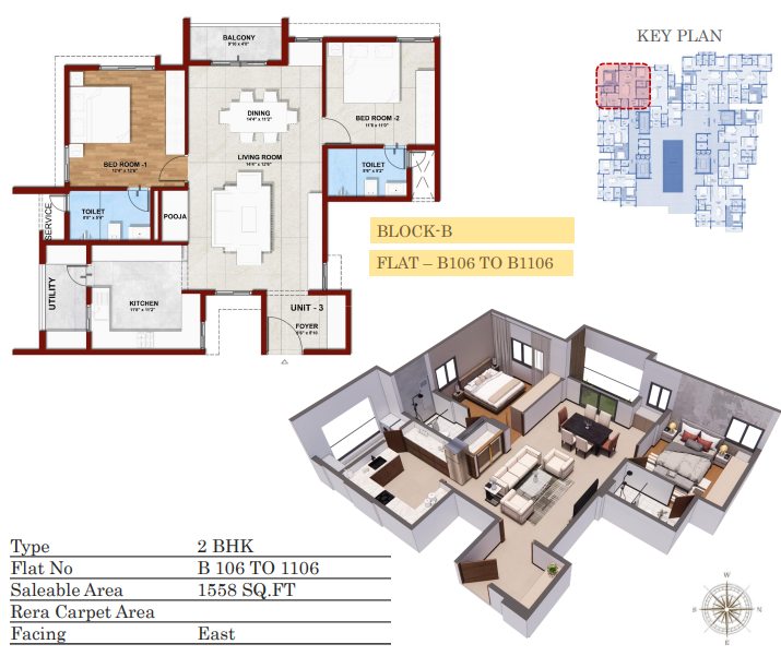 2 BHK 1558 sqft