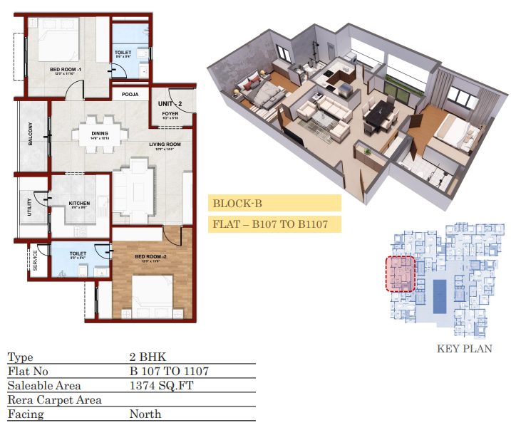 2 BHK 1374 sqft