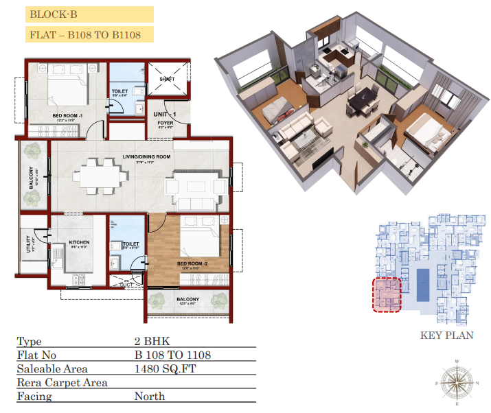 2 BHK 1480 sqft